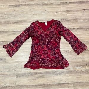 Vintage Y2K 90s fashion bug paisley top